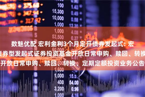 数魅优配 宏利金利3个月定开债券发起式: 宏利金利3个月定期开放债券型发起式证券投资基金开放日常申购、赎回、转换、定期定额投资业务公告